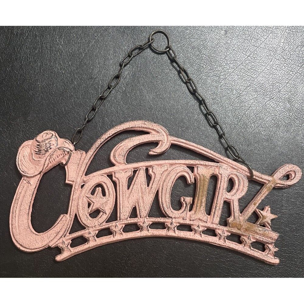 Cast Iron Metal ✨COWGIRL Pink Outdoor/Indoor‎ Wall Hanging Decor 11" Wide Rusted